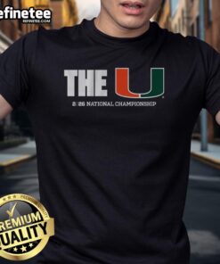 Alt Text: Official Miami Football 'The U' CFP National Championship T-Shirt featuring vibrant team colors and logo design.
