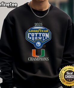 Official Miami Hurricanes 2025 Goodyear Cotton Bowl logo sweatshirt showcasing vibrant team colors and design.