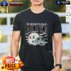 Alt Text: Official Miami Hurricanes NCAA CFP The Showdown in Dallas Round Two helmet T-shirt featuring team logo and design.