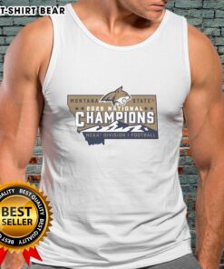 Montana State Bobcats Football 2025 National Champions NCAA Division I logo tank top in blue and gold design.