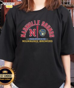 Official Nashville Sounds Ladies Tee, proud affiliate of the Milwaukee Brewers, featuring team logo and stylish design.