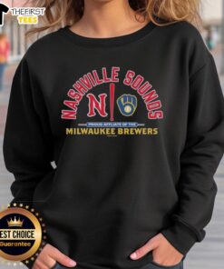 Official Nashville Sounds sweatshirt, proud affiliate of the Milwaukee Brewers, featuring team colors and logo.