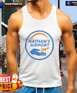 Official Nathan's Airport Logo Tank Top featuring a vibrant design, perfect for casual wear and aviation enthusiasts.