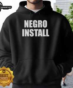 Official Negro Install Hoodie displayed on a mannequin, showcasing its stylish design and comfortable fit.