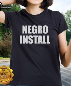 Official Negro Install Ladies Tee in stylish design, perfect for casual wear and showcasing your unique style.