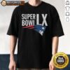 Official New England Patriots AFC Championship 2026 Super Bowl LX T-Shirt featuring team logo and vibrant design.