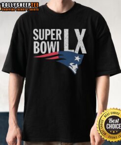 Official New England Patriots AFC Championship 2026 Super Bowl LX T-Shirt featuring team logo and vibrant design.