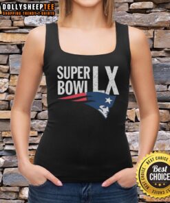 Official New England Patriots AFC Championship 2026 Super Bowl LX tank top featuring team colors and logo.
