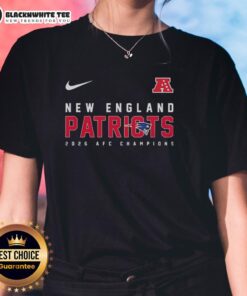 Official New England Patriots NFL AFC Championship 2026 Ladies Tee featuring team colors and logo, perfect for fans.