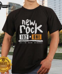 Official New Rock 102 One Milwaukee T-Shirt featuring bold graphics and vibrant colors, perfect for fans and collectors.