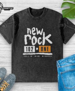 Alt Text: Official New Rock 102 One Milwaukee Washed T-Shirt, featuring a stylish design and soft fabric for comfortable wear.