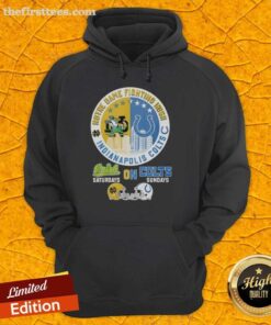 Notre Dame Fighting Irish and Indianapolis Colts helmet logo mashup hoodie, perfect for game day style.