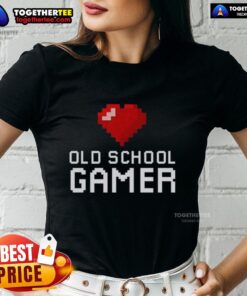 Official Old School Gamer Heart Ladies Tee featuring a retro gaming design, perfect for female gamers and nostalgia lovers.