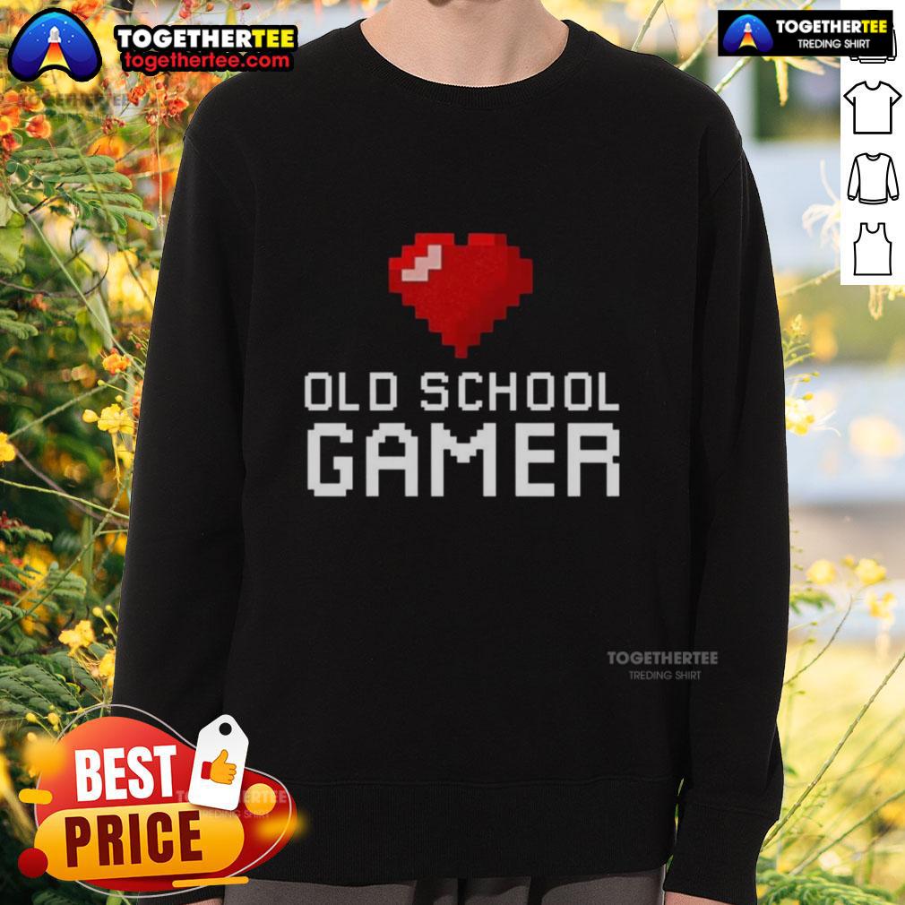 Official Old School Gamer Heart Sweatshirt Official Old School Gamer Heart Sweatshirt featuring a retro gaming design, perfect for nostalgic gaming enthusiasts.