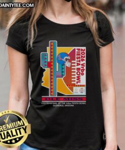 Official Ole Miss Rebels 2026 CFP Semifinal VRBO Fiesta Bowl ladies tee featuring team colors and logo.