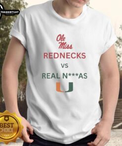 Official Ole Miss Rebels Red Necks vs Miami Hurricanes T-Shirt featuring bold graphics and team colors.