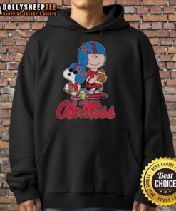 Official Ole Miss Rebels X Peanuts cartoon characters football lover hoodie featuring vibrant designs and team spirit.