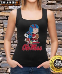 Official Ole Miss Rebels X Peanuts cartoon characters football lover tank top featuring vibrant graphics and team spirit.