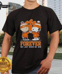 Alt Text: Official Peanut Snoopy Charlie Brown Clemson Tigers Forever T-Shirt, perfect for true fans, not just when we win.