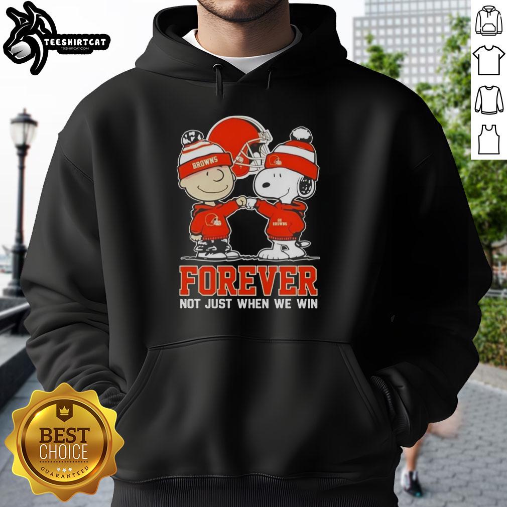 official-peanut-snoopy-charlie-brown-cleveland-browns-forever-not-just-when-we-win-hoodie Official Peanut Snoopy and Charlie Brown hoodie for Cleveland Browns fans, featuring 'Forever Not Just When We Win' slogan.