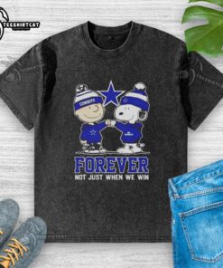 Official Peanut Snoopy and Charlie Brown Dallas Cowboys Forever T-shirt, perfect for fans celebrating team spirit.