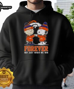 Official Peanut Snoopy and Charlie Brown Denver Broncos hoodie, celebrating fandom beyond just winning.