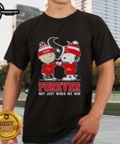 Official Peanut Snoopy Charlie Brown Houston Texans Forever T-Shirt celebrating team spirit, perfect for fans on game day.