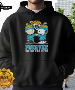 Official Peanut Snoopy and Charlie Brown Jacksonville Jaguars hoodie, showcasing team spirit and a winning attitude.