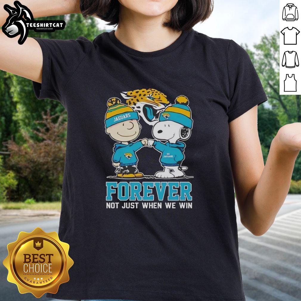 official-peanut-snoopy-charlie-brown-jacksonville-jaguars-forever-not-just-when-we-win-ladies-tee Official Peanut Snoopy and Charlie Brown Jacksonville Jaguars Forever tee for ladies, perfect for fans celebrating team spirit.