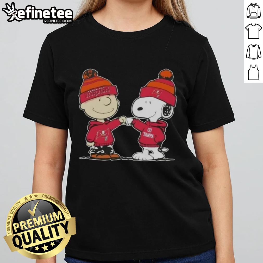 official-peanuts-charlie-brown-fist-bump-snoopy-x-tampa-bay-buccaneers-football-ladies-tee Official Peanuts Charlie Brown fist bump with Snoopy on a Tampa Bay Buccaneers football ladies tee design.