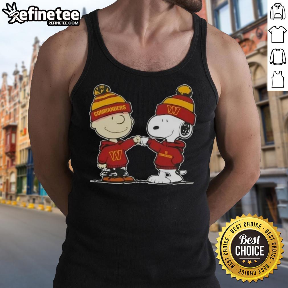 official-peanuts-charlie-brown-fist-bump-snoopy-x-washington-commanders-football-tank-top Alt Text: Official Peanuts Charlie Brown fist bump with Snoopy on Washington Commanders football tank top design.