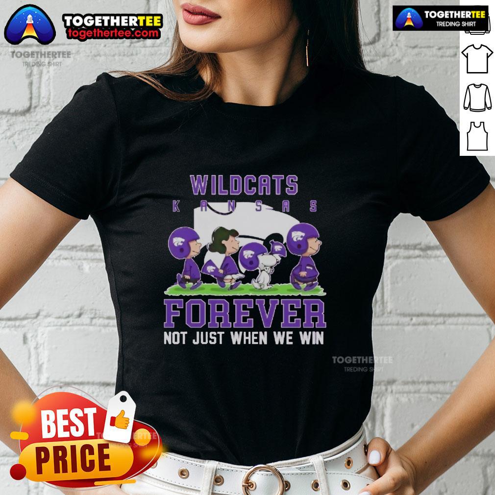 Official Peanuts Kansas State Wildcats Forever Not Just When We Win Ladies Tee Official Peanuts Kansas State Wildcats Forever Tee for ladies, perfect for showing team spirit anytime, not just during wins.