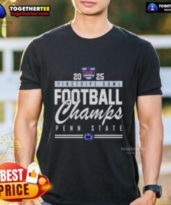 Alt Text: Official Penn State Nittany Lions Pinstripe Bowl Champions 2025 T-Shirt showcasing team pride and championship spirit.