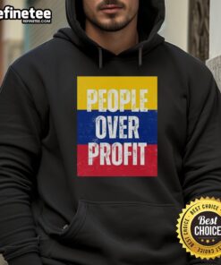 Alt Text: Official People Over Profit Venezuela Flag Hoodie featuring vibrant colors and bold design, perfect for activism.