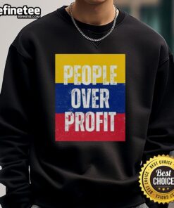 Official People Over Profit Venezuela Flag Sweatshirt showcasing a vibrant Venezuelan flag design on a cozy sweatshirt.
