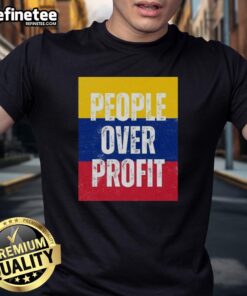 Alt Text: Official People Over Profit Venezuela Flag T-Shirt featuring vibrant colors and bold design promoting social justice.