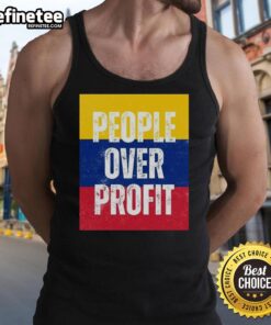 Official People Over Profit Venezuela Flag Tank Top showcasing vibrant Venezuelan flag design for activism and fashion.