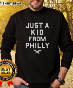 Alt Text: Official Philadelphia Eagles Just A Kid From Philly sweatshirt in green, perfect for fans and casual wear.