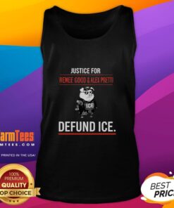 Official Pig Police Ice Justice tank top supporting Renee Good and Alex Pretti, promoting the Defund ICE movement.