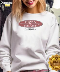 Alt Text: Official Pizza My Heart Capitola Classic Sweatshirt in navy blue, featuring a vibrant logo and cozy design for pizza lovers.
