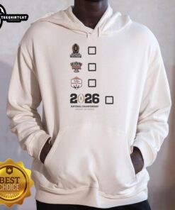 Official playoff hoodie featuring Sugar Bowl, Vrbo Fiesta Bowl, and National Championship designs for ultimate fan choice.