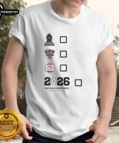 Official Playoff First Round T-Shirt featuring Sugar Bowl, Vrbo Fiesta Bowl, and National Championship designs.