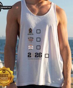 Official Playoff First Round tank top featuring Sugar Bowl and Vrbo Fiesta Bowl designs, perfect for fans.