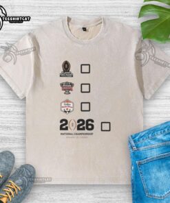 Official Playoff First Round Sugar Bowl Vrbo Fiesta Bowl National Championship washed t-shirt in vibrant colors.