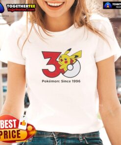 Alt Text: Official Pokemon 30th Anniversary 1996 Ladies Tee featuring vibrant graphics and a classic design for fans.