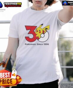 Official Pokmon 30th Anniversary 1996 T-Shirt featuring iconic characters and vibrant colors, perfect for collectors.