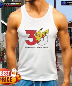 Official Pokmon 30th Anniversary 1996 tank top featuring vibrant graphics celebrating the iconic franchise.