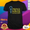 Alt Text: Official Prince And The New Power Generation logo on a stylish music lover T-shirt, perfect for fans of the artist.