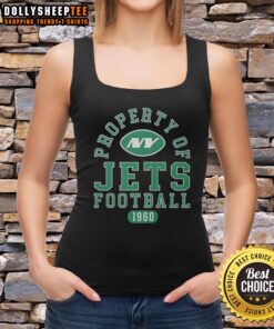 Alt Text: Official Property of New York Jets Football Since 1960 tank top in green, perfect for fans and game day wear.