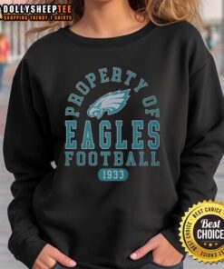 Official Property of Philadelphia Eagles Football Since 1933 sweatshirt in green, showcasing team pride and heritage.